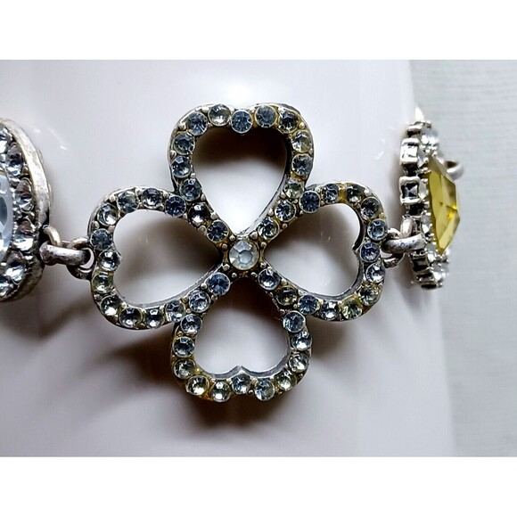 Jessica Simpson Bracelet Chain Clover Silvertone Sand Dollar Disc Star Toggle 7" - Picture 5 of 16